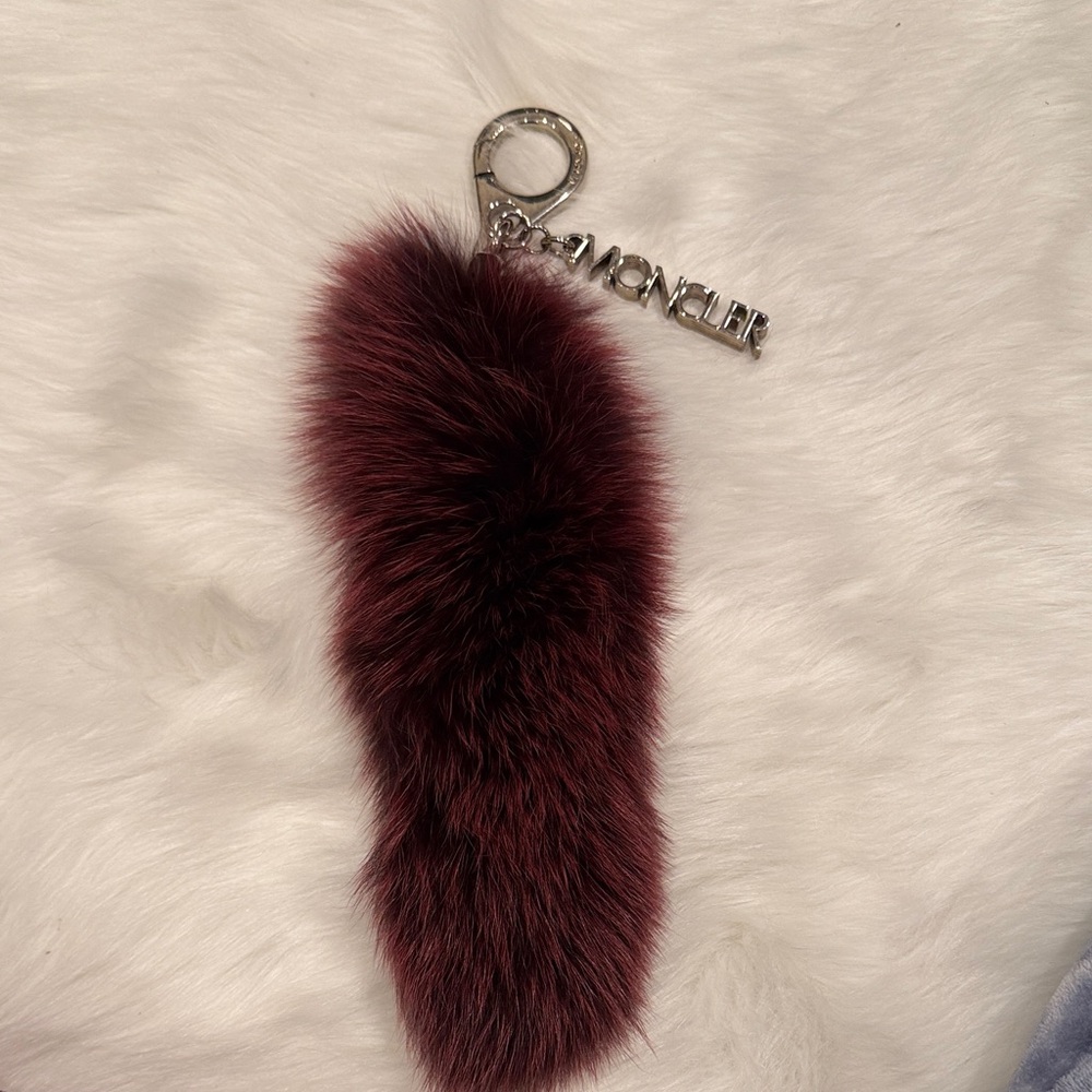 Moncler Burgundy Fur Key Holder